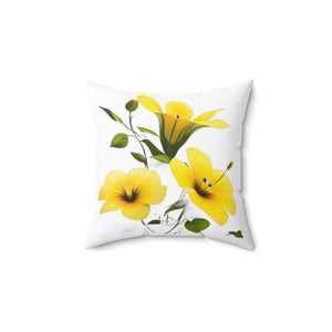 Yellow Morning Glory Polyester Throw Pillow - Bold Floral - Dipaliz - 14’’ × - Pillows