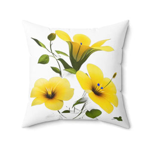 Yellow Morning Glory Polyester Throw Pillow - Bold Floral - Dipaliz - Pillows