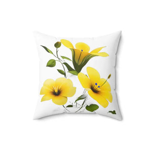 Yellow Morning Glory Polyester Throw Pillow - Bold Floral - Dipaliz - Pillows
