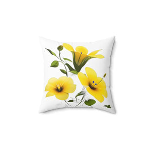 Yellow Morning Glory Polyester Throw Pillow - Bold Floral - Dipaliz - Pillows