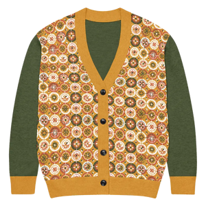 Retro Pattern Cardigan Yellow Orange Vintage Vibes Dipaliz - 2xs - Cardigans