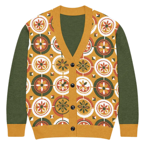 Retro Pattern Cardigan Yellow Orange Vintage Vibes Dipaliz - s - Cardigans