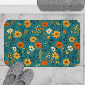 Wildflower Vibes Bath Mat - Anti-slip Stylish Design - Dipaliz - 34’’ × 21’’ - Mats & Rugs