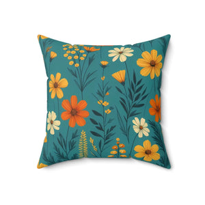 Polyester Wildflower Pillow – Concealed Zipper - Dipaliz - Throw Pillows