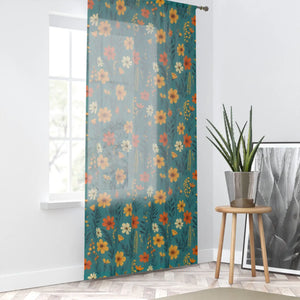 Orange Wildflower Curtains - Sheer 50x84 Polyester - Dipaliz