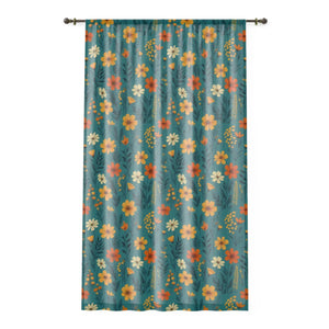 Orange Wildflower Curtains - Sheer 50x84 Polyester - Dipaliz