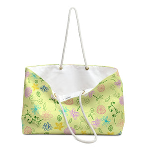 Floral Polyester Weekender Bag - Yellow Oversized - Dipaliz - Tote Bags