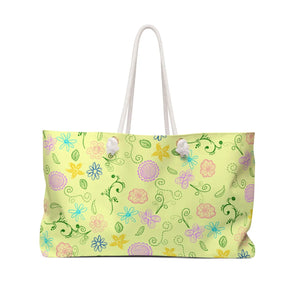 Floral Polyester Weekender Bag - Yellow Oversized - Dipaliz - Tote Bags