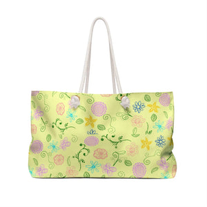 Floral Polyester Weekender Bag - Yellow Oversized - Dipaliz - Tote Bags