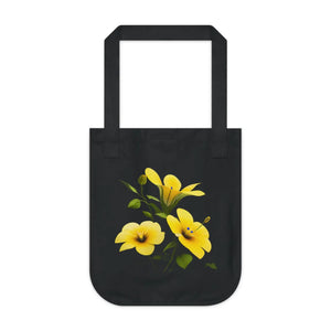 Vibrant Organic Canvas Tote - Yellow Trumpet Design - Dipaliz - Bags