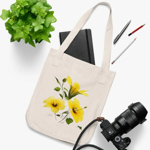 Vibrant Organic Canvas Tote - Yellow Trumpet Design - Dipaliz - Bags