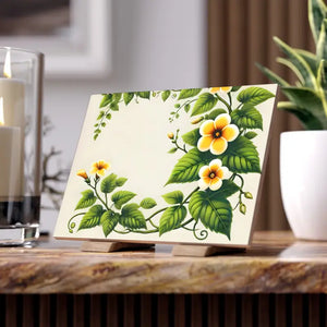 Ceramic Photo Tile Yellow Trumpet Flowers Wall Decor - Dipaliz - Tiles