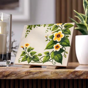 Ceramic Photo Tile Yellow Trumpet Flowers Wall Decor - Dipaliz - Tiles