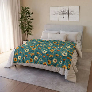 Home Decor - Yellow Wild Flowers Pattern Soft Polyester Blanket - Dipaliz 50’’ × 60’’