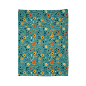 Soft Polyester Blanket Teal Wild Flower Design - Dipaliz - Blankets