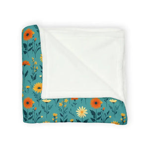 Soft Polyester Blanket Teal Wild Flower Design - Dipaliz - Blankets