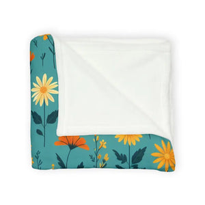 Soft Polyester Blanket Teal Wild Flower Design - Dipaliz - Blankets