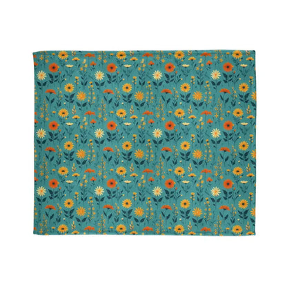 Cozy Up with a Soft Polyester Blanket in Wild Flower Teal - Home Decor