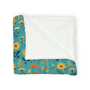 Soft Polyester Blanket Teal Wild Flower Design - Dipaliz - Blankets