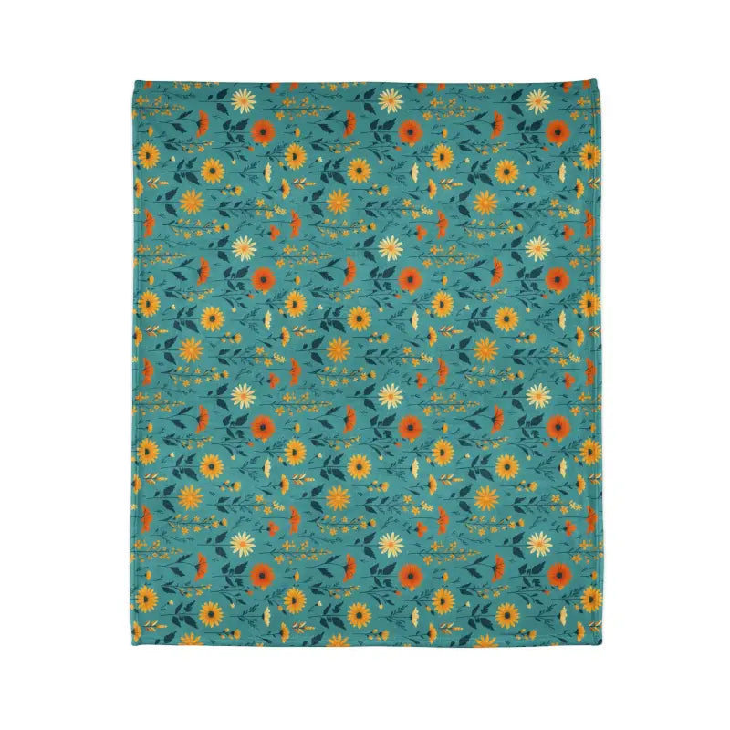 Cozy Up with a Soft Polyester Blanket in Wild Flower Teal - Home Decor