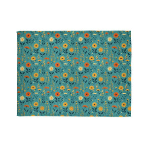Soft Polyester Blanket Teal Wild Flower Design - Dipaliz - Blankets