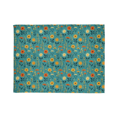 Cozy Up with a Soft Polyester Blanket in Wild Flower Teal - Home Decor