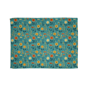 Soft Polyester Blanket Teal Wild Flower Design - Dipaliz - Blankets