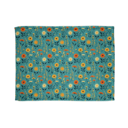 Cozy Up with a Soft Polyester Blanket in Wild Flower Teal - Home Decor