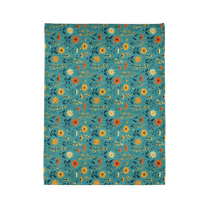 Soft Polyester Blanket Teal Wild Flower Design - Dipaliz - Blankets