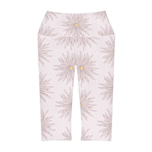 Yoga Capri Leggings Pink Floral Performance Stretch - Dipaliz