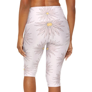 Floral Yoga Capri Leggings - Pink Performance - Dipaliz