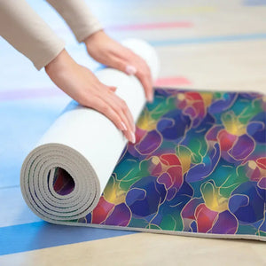 Foam Yoga Mat - Rainbow Wave Floral Pattern - Dipaliz - 24” x 72” - & Pilates Mats