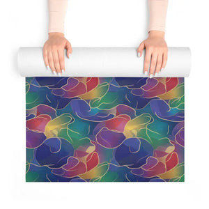 Foam Yoga Mat - Rainbow Wave Floral Pattern - Dipaliz - 24” x 72” - & Pilates Mats