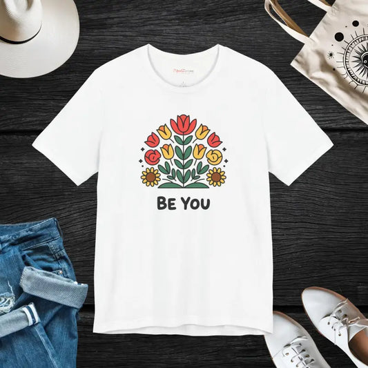 Elevate your Style with be you Flower T-shirt! - White / s T-shirt