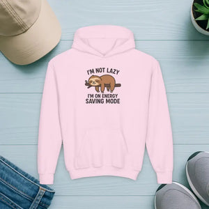 Kids Clothes - Youth Energy Saving Mode Hoodie Ultra Soft Sloth Squad - Dipaliz s / Light Pink