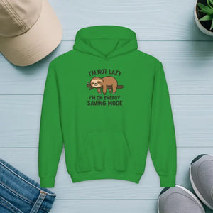 Kids Clothes - Youth Energy Saving Mode Hoodie Ultra Soft Sloth Squad - Dipaliz s / Irish Green