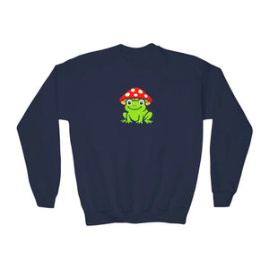 Youth Frog Mushroom Crewneck Sweatshirt - Comfy Adventure Style - Dipaliz - Navy / Xs - Sweatshirts