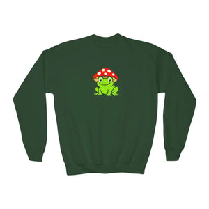 Youth Frog Mushroom Crewneck Sweatshirt - Comfy Adventure Style - Dipaliz - Forest Green / Xs - Sweatshirts