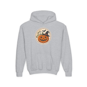 Youth Halloween Pumpkin Hoodie, Cute Jack-o’-lantern & Bats Sweatshirt - Hoodies