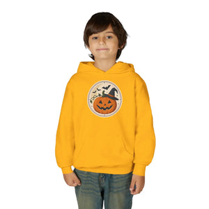 Youth Halloween Pumpkin Hoodie, Cute Jack-o’-lantern & Bats Sweatshirt - Hoodies