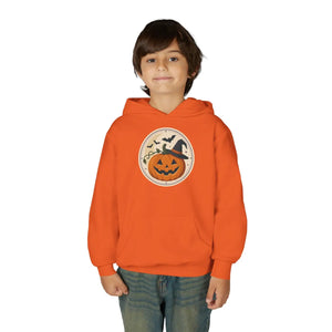 Youth Halloween Pumpkin Hoodie, Cute Jack-o’-lantern & Bats Sweatshirt - Hoodies