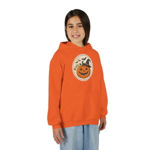 Youth Halloween Pumpkin Hoodie, Cute Jack-o’-lantern & Bats Sweatshirt - Hoodies