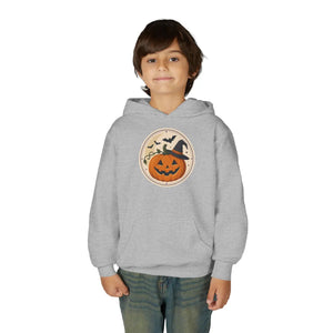 Youth Halloween Pumpkin Hoodie, Cute Jack-o’-lantern & Bats Sweatshirt - Hoodies