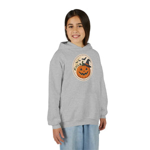 Youth Halloween Pumpkin Hoodie, Cute Jack-o’-lantern & Bats Sweatshirt - Hoodies