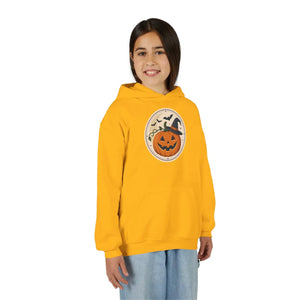Youth Halloween Pumpkin Hoodie, Cute Jack-o’-lantern & Bats Sweatshirt - Hoodies