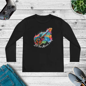 Youth Long Sleeve Music Tee - Comfort Style Activewear - Dipaliz - Black / s - T-shirts