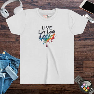 Youth Short Sleeve Tee - Live Loud Bold Colors - Dipaliz - Ash / s - T-shirts