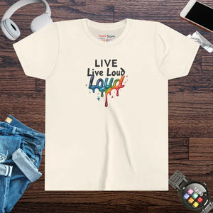 Youth Short Sleeve Tee - Live Loud Bold Colors - Dipaliz - Natural / s - T-shirts