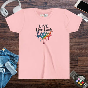 Youth Short Sleeve Tee - Live Loud Bold Colors - Dipaliz - Pink / s - T-shirts