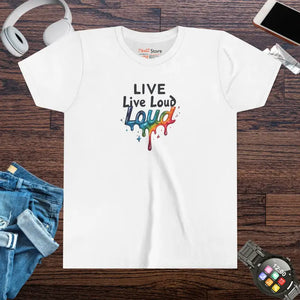 Youth Short Sleeve Tee - Live Loud Bold Colors - Dipaliz - White / s - T-shirts